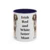 11oz Irish Red and White Setter Dog Mom Mug, Navy, front view