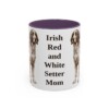 11oz Irish Red and White Setter Dog Mom Mug, Purple, front view
