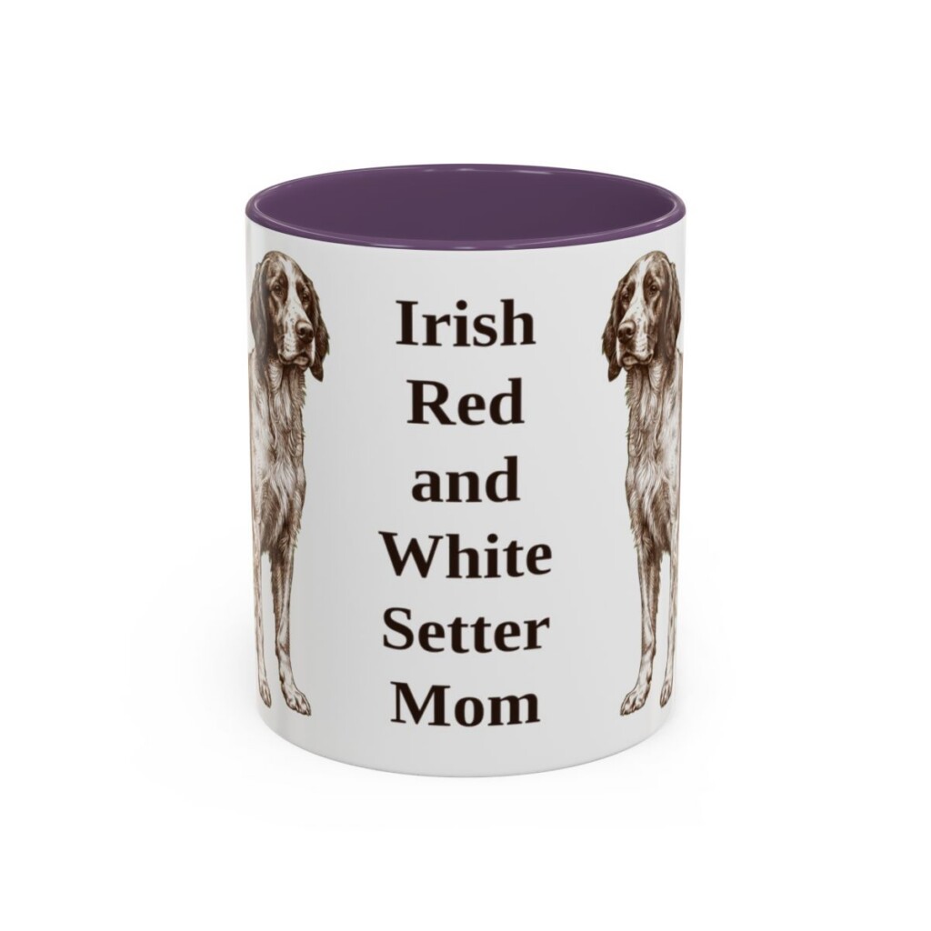 11oz Irish Red and White Setter Dog Mom Mug, Purple, front view