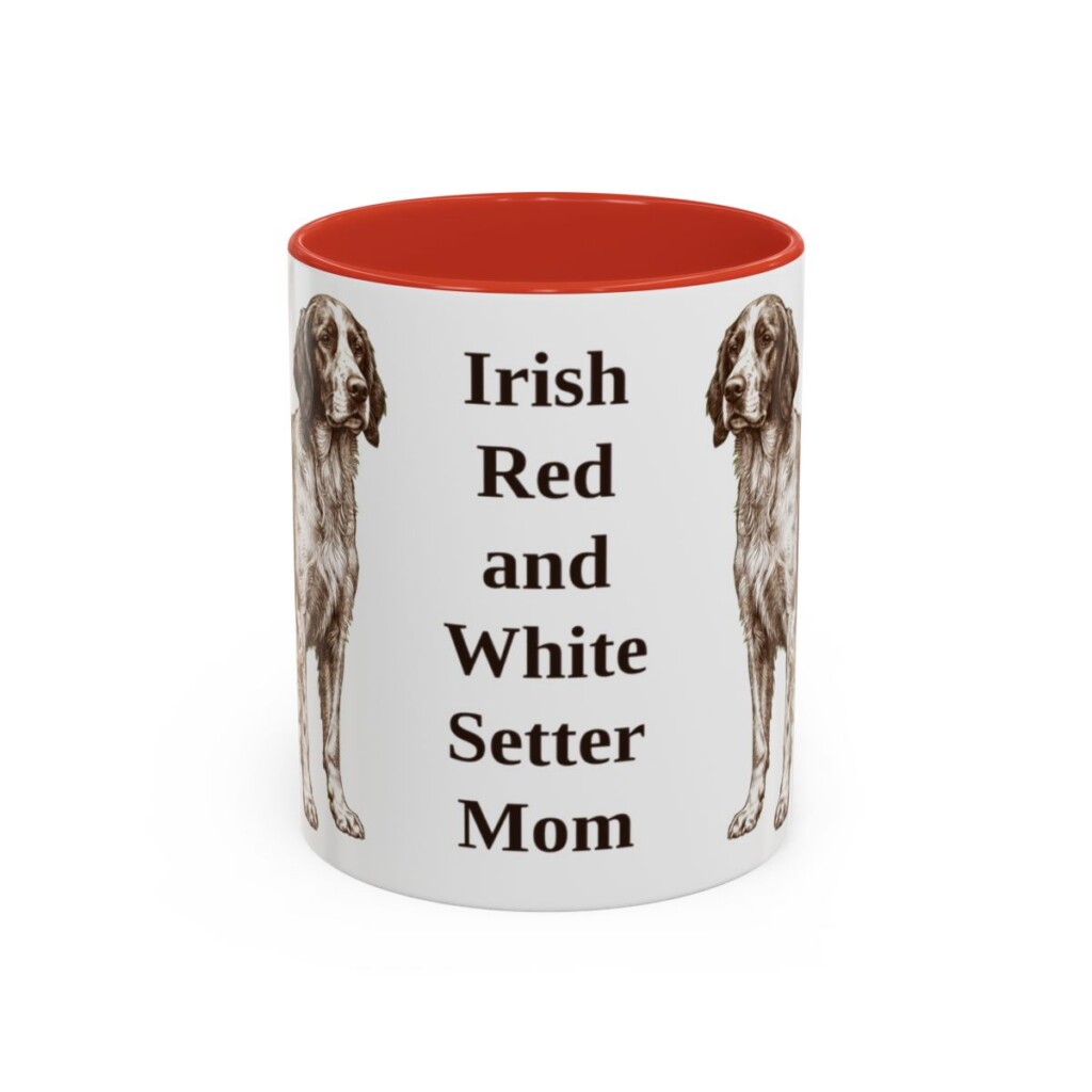 11oz Irish Red and White Setter Dog Mom Mug, Red, front view