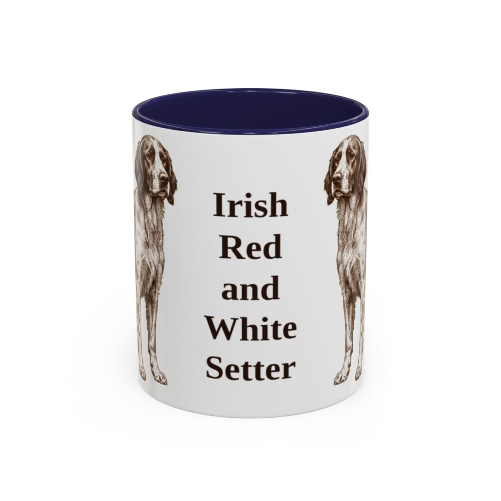11oz-irish-red-and-white-setter-mug-navy 11oz Irish Red and White Setter Mug, Navy, front view