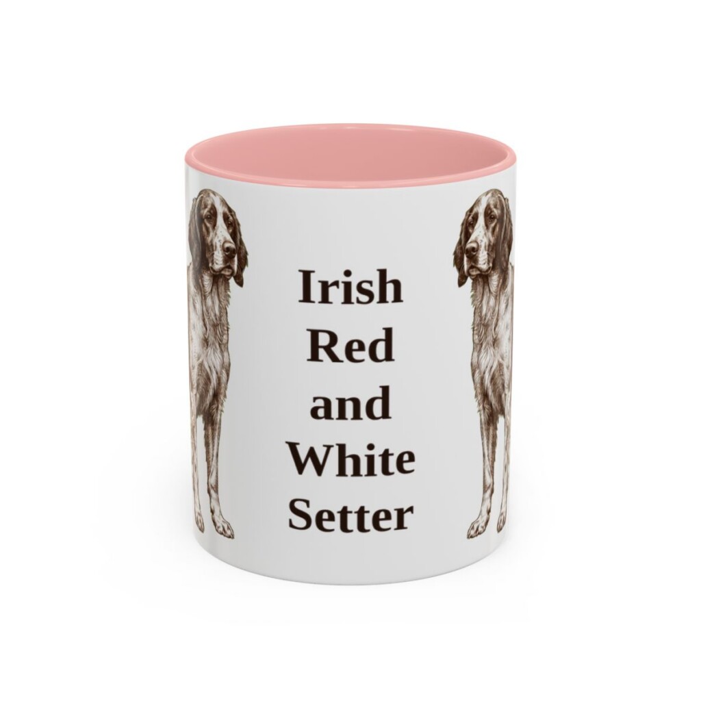11oz-irish-red-and-white-setter-mug-pink 11oz Irish Red and White Setter Mug, Pink, front view