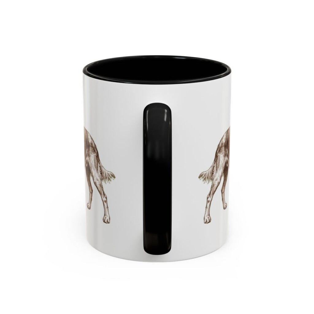 11oz Irish Red and White Setter Mug, Black, back view