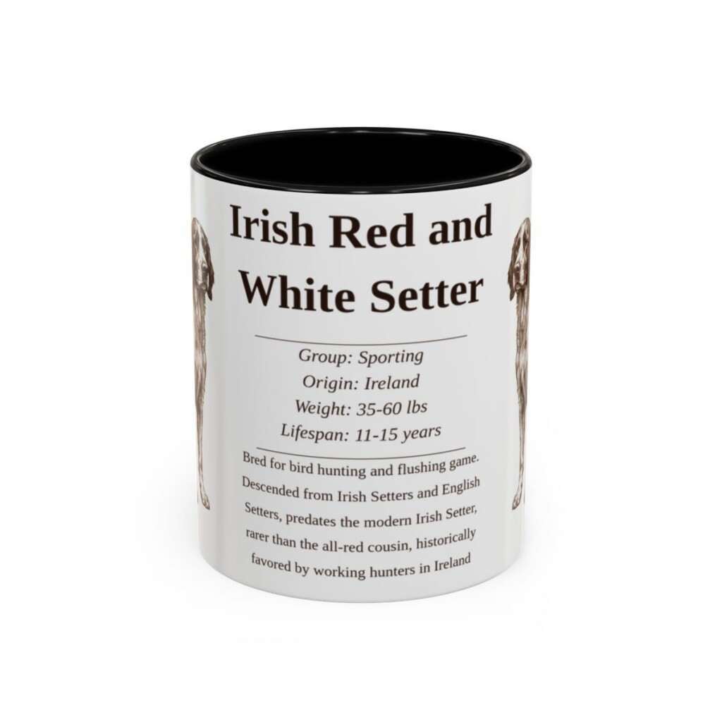 11oz Irish Red and White Setter Mug, Black, front view