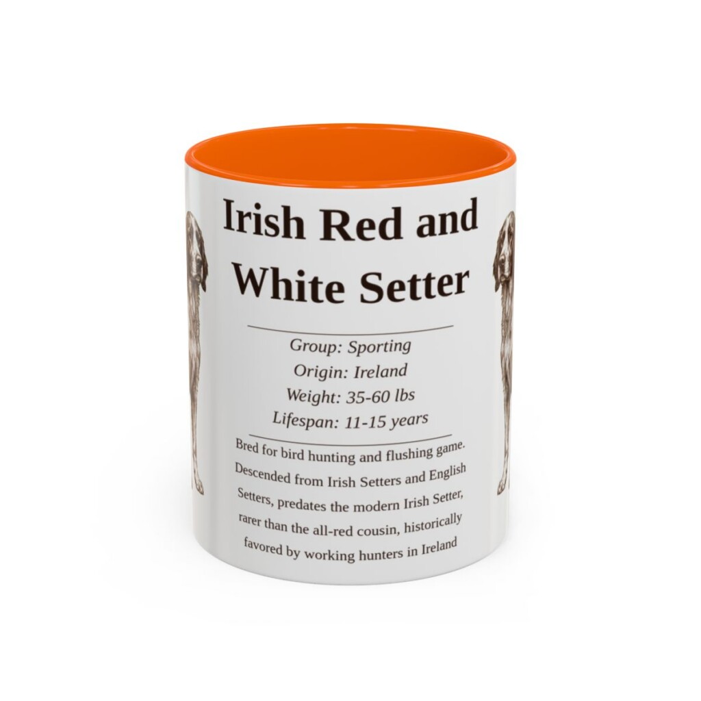 11oz Irish Red and White Setter Mug, Orange, front view