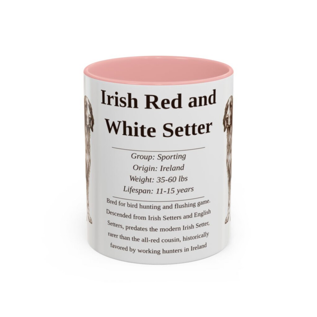 11oz Irish Red and White Setter Mug, Pink, front view