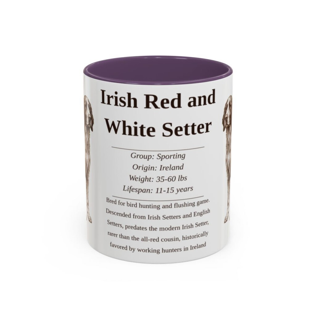 11oz Irish Red and White Setter Mug, Purple, front view