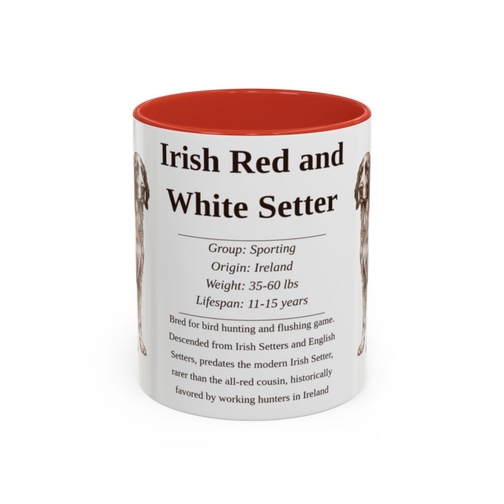 11oz Irish Red and White Setter Mug, Red, front view