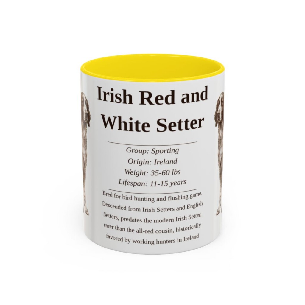 11oz Irish Red and White Setter Mug, Yellow, front view