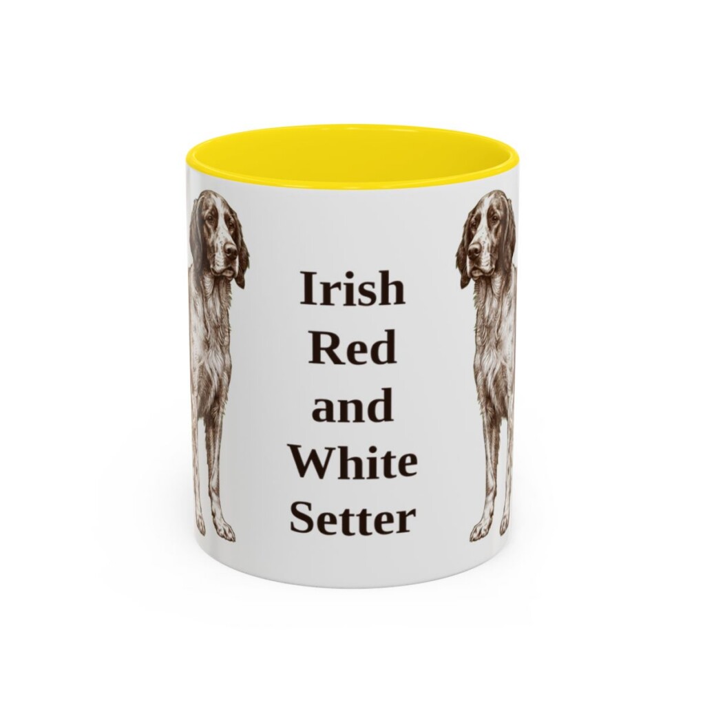 11oz-irish-red-and-white-setter-mug-yellow 11oz Irish Red and White Setter Mug, Yellow, front view