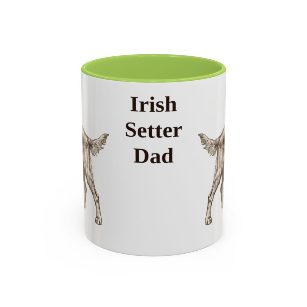11oz Irish Setter Dog Dad Mug, Light Green, front view