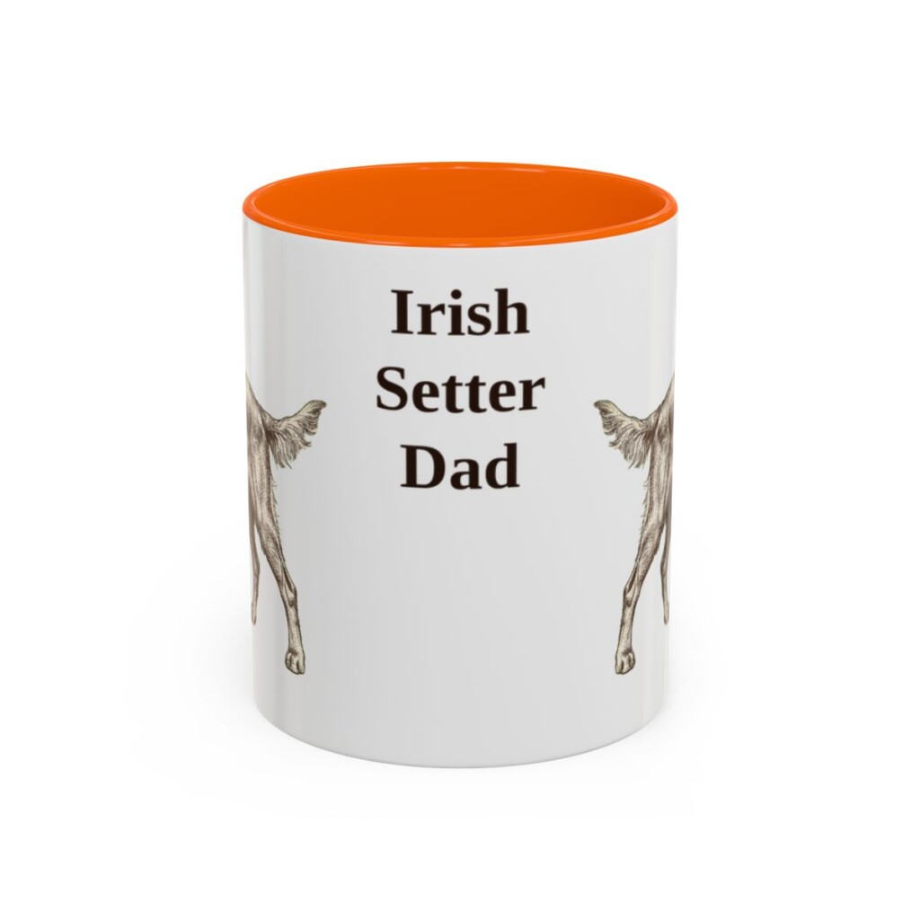 11oz Irish Setter Dog Dad Mug, Orange, front view