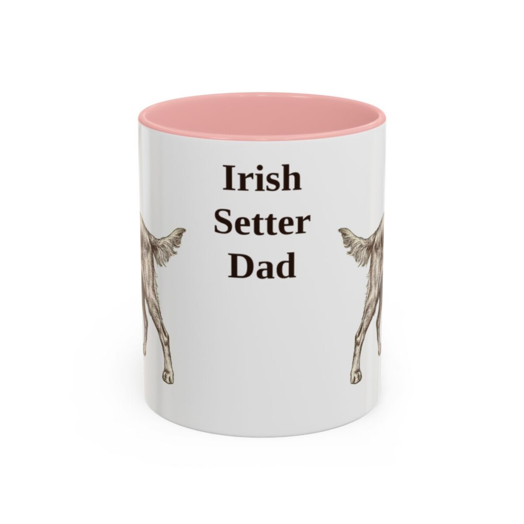 11oz Irish Setter Dog Dad Mug, Pink, front view