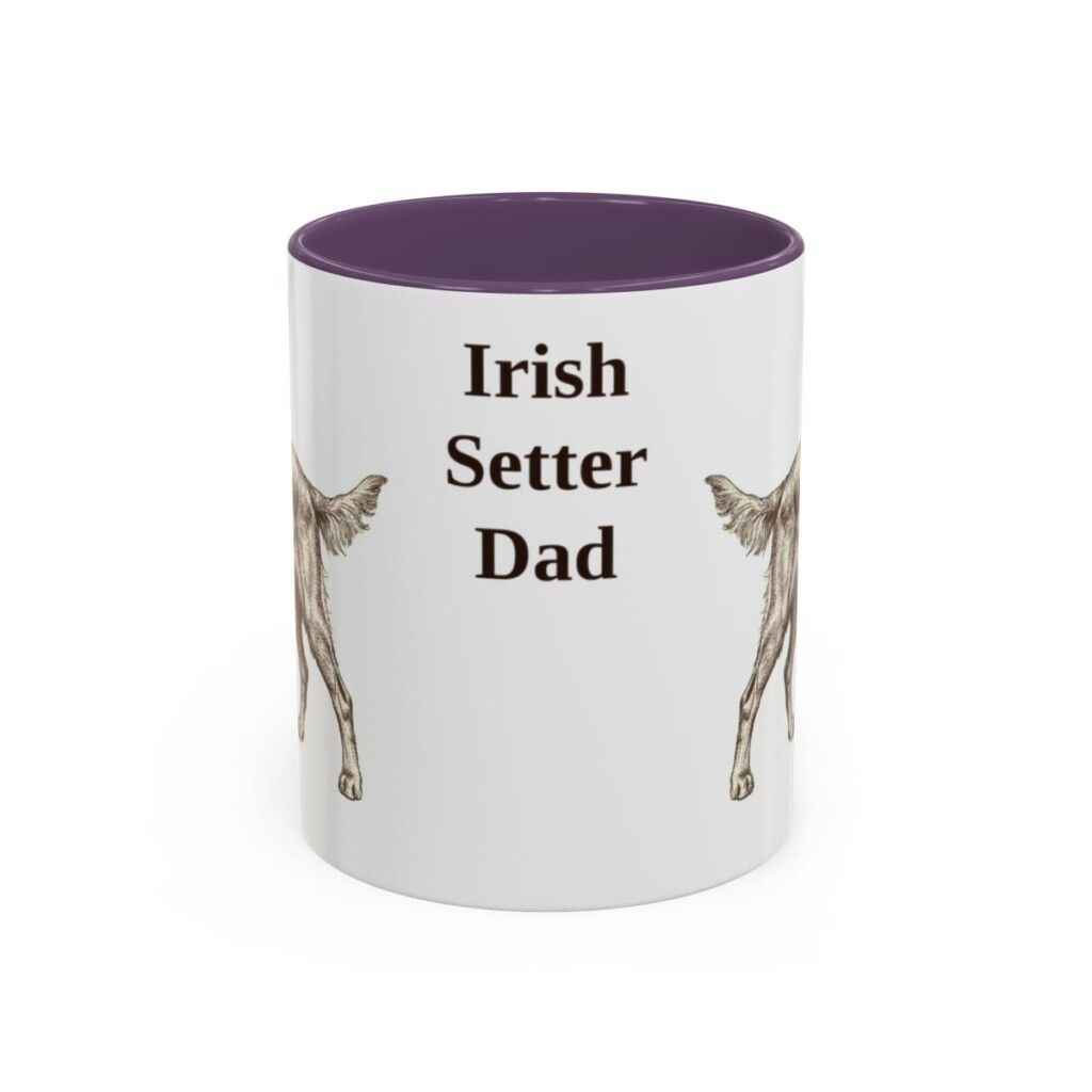 11oz Irish Setter Dog Dad Mug, Purple, front view