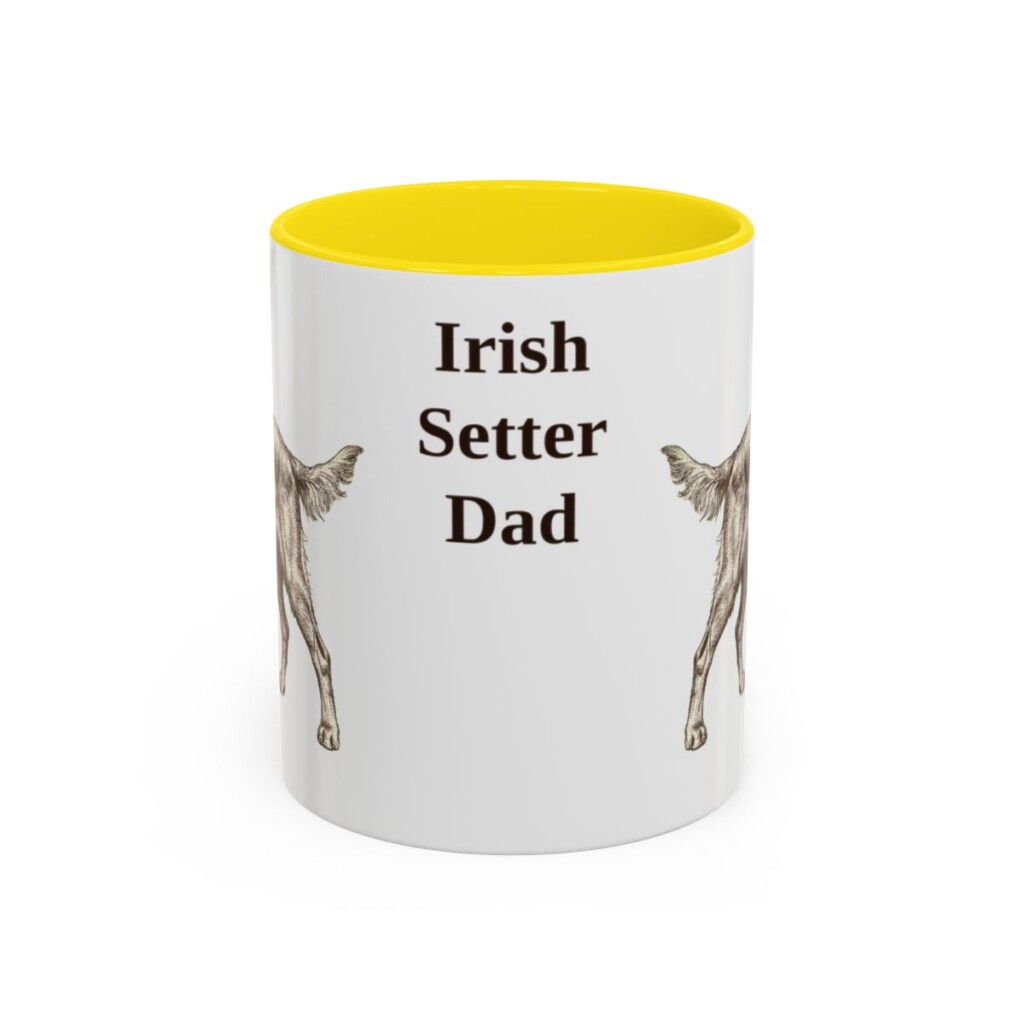 11oz Irish Setter Dog Dad Mug, Yellow, front view