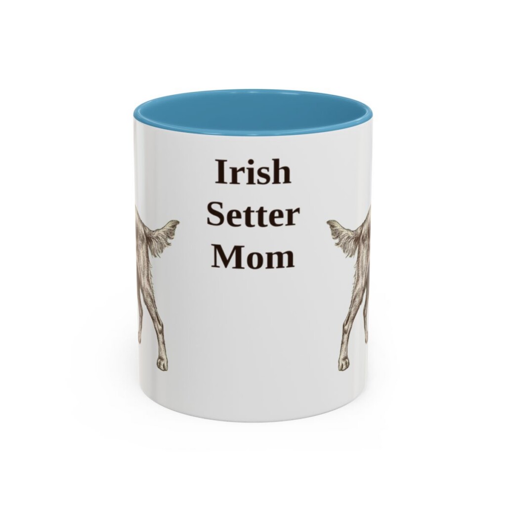 11oz Irish Setter Dog Mom Mug, Light Blue, front view