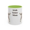 11oz Irish Setter Dog Mom Mug, Light Green, front view