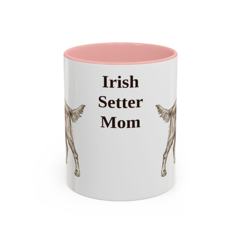 11oz Irish Setter Dog Mom Mug, Pink, front view