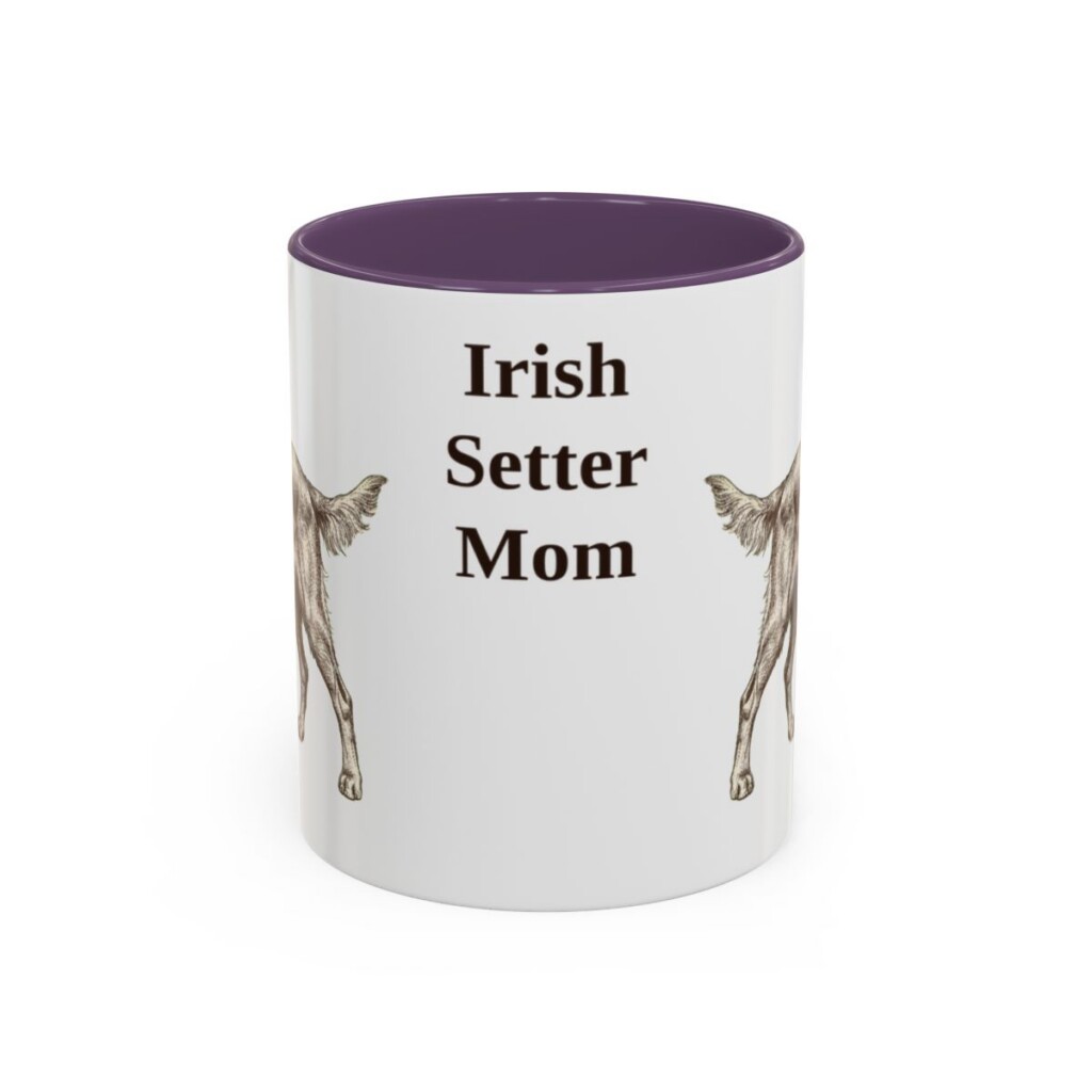 11oz Irish Setter Dog Mom Mug, Purple, front view