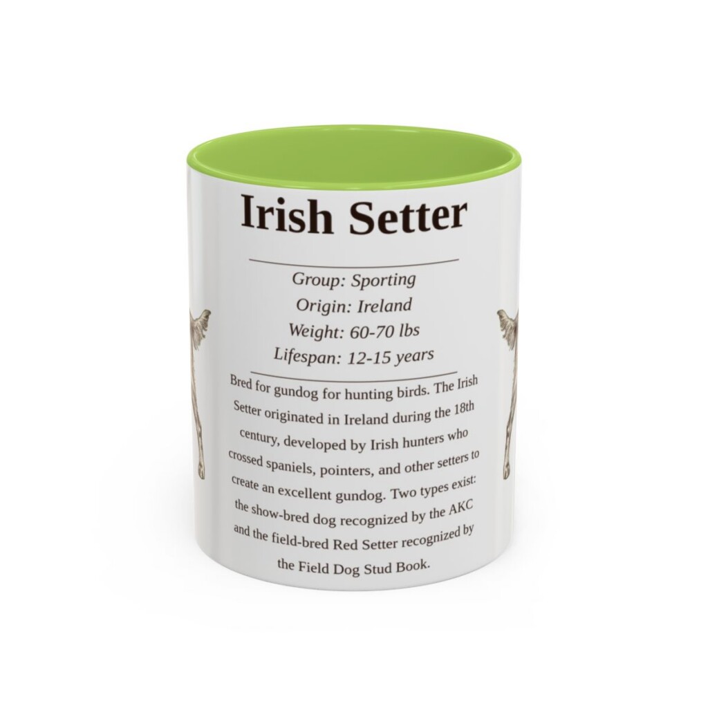 11oz Irish Setter Mug, Light Green, front view