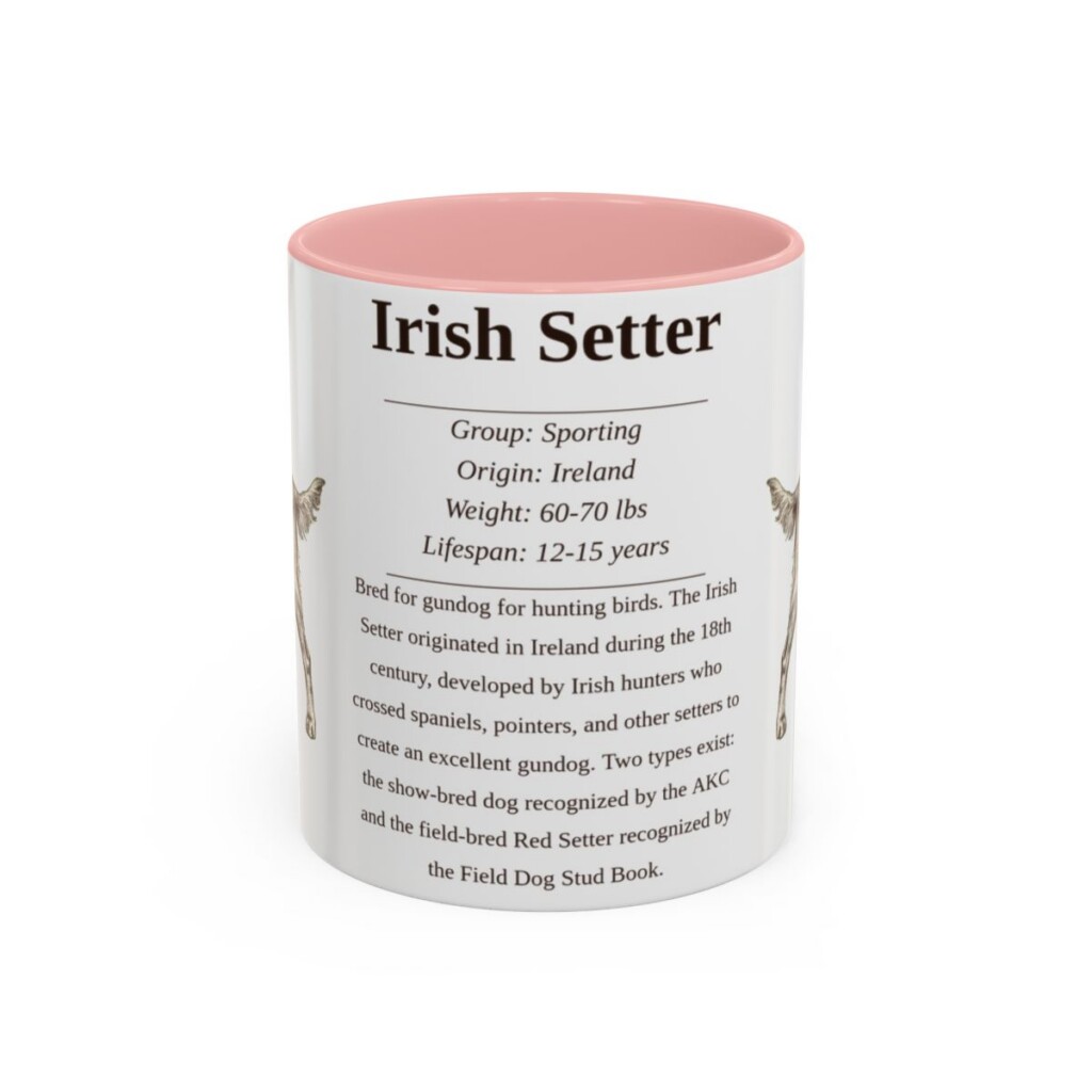 11oz Irish Setter Mug, Pink, front view