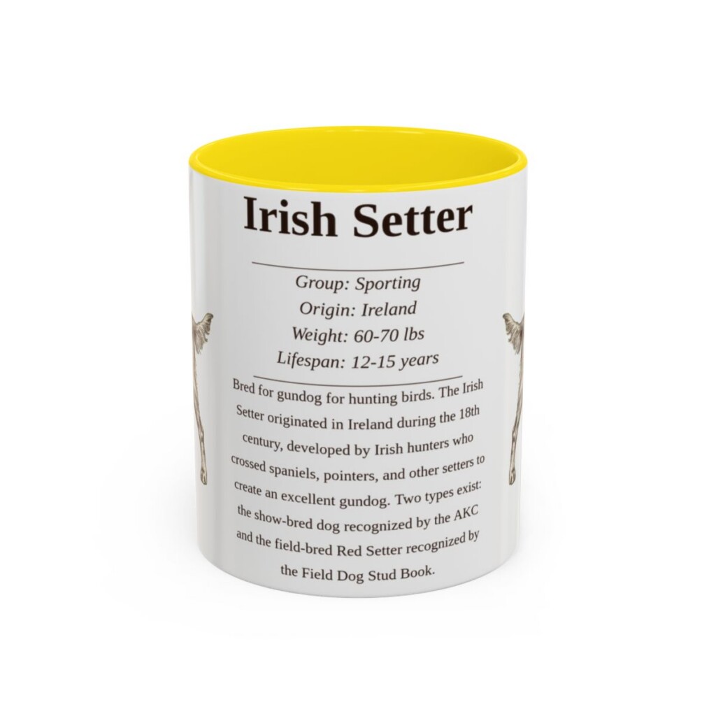 11oz Irish Setter Mug, Yellow, front view