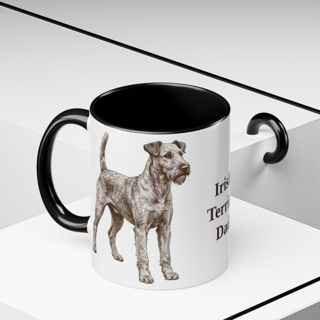 11oz Irish Terrier Dog Dad Mug, Black, lifestyle photo