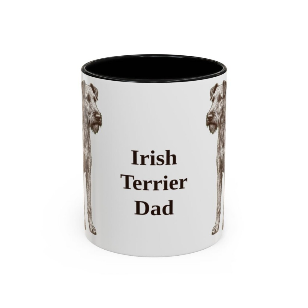 11oz Irish Terrier Dog Dad Mug, Black, front view