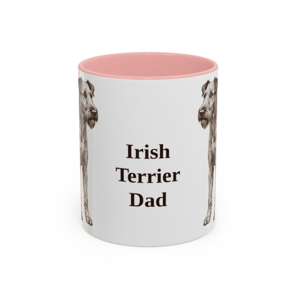 11oz Irish Terrier Dog Dad Mug, Pink, front view