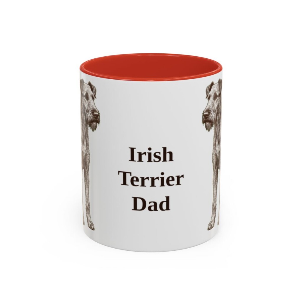 11oz Irish Terrier Dog Dad Mug, Red, front view