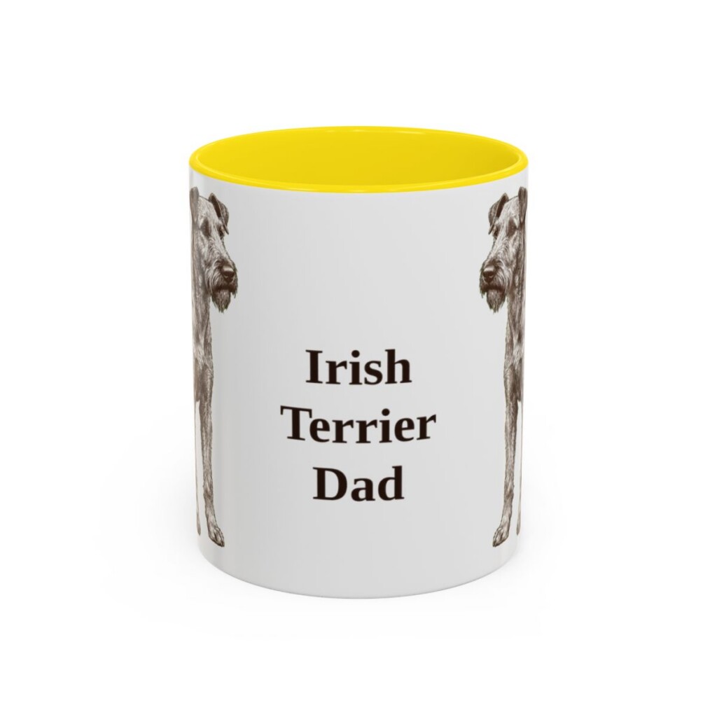 11oz Irish Terrier Dog Dad Mug, Yellow, front view