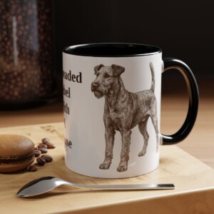 11oz Funny Irish Terrier Mug, Black, lifestyle photo