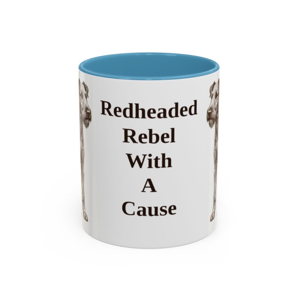 11oz Funny Irish Terrier Mug, Light Blue, front view
