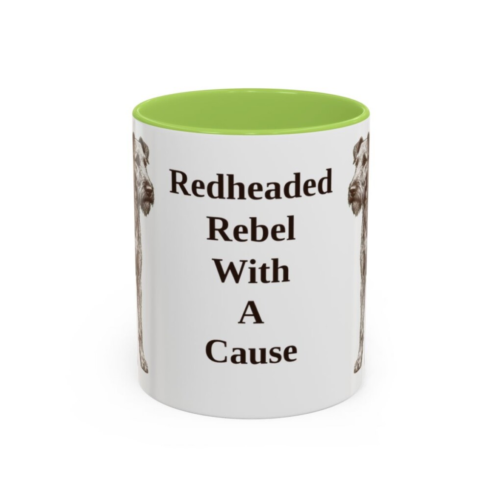 11oz Funny Irish Terrier Mug, Light Green, front view