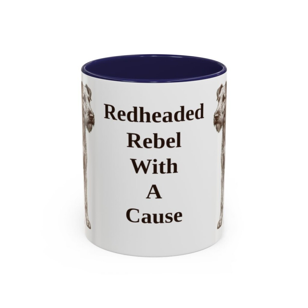 11oz Funny Irish Terrier Mug, Navy, front view