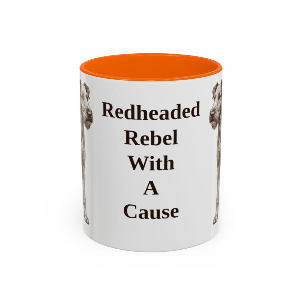 11oz Funny Irish Terrier Mug, Orange, front view