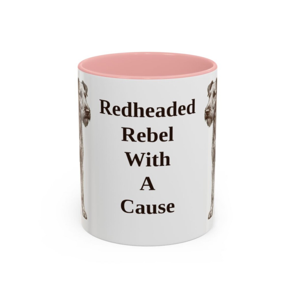11oz Funny Irish Terrier Mug, Pink, front view