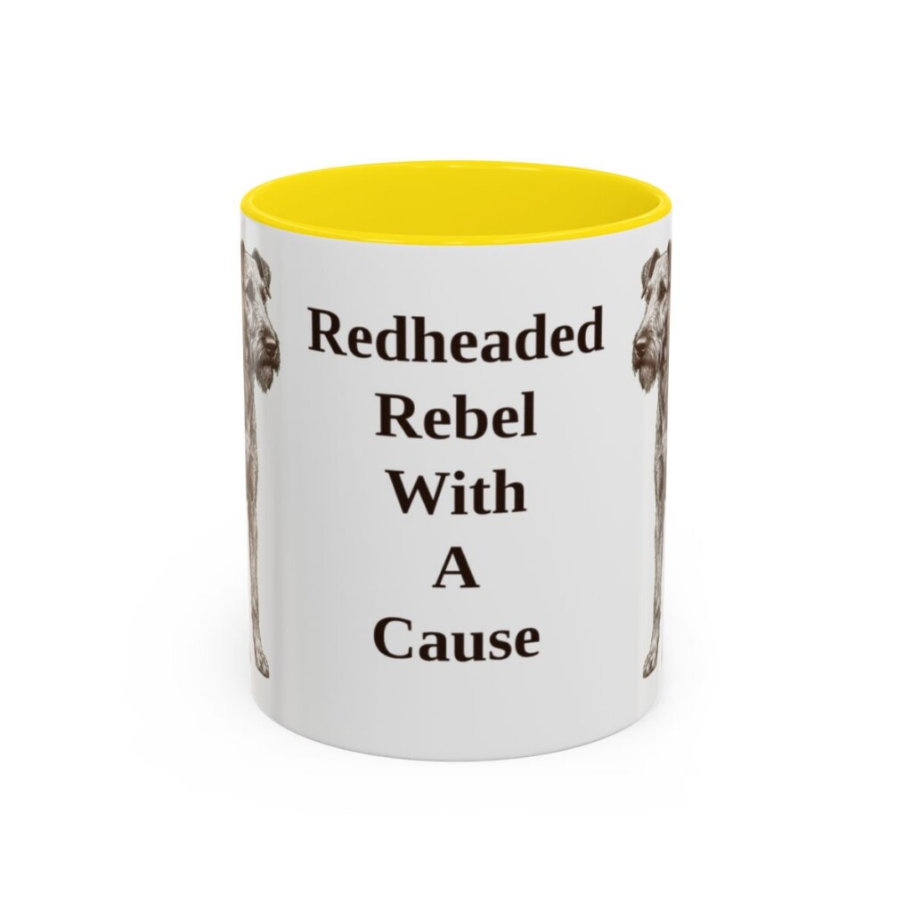 11oz Funny Irish Terrier Mug, Yellow, front view