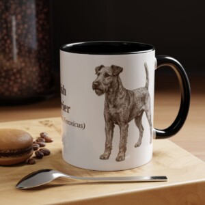 11oz Irish Terrier Latin Mug, Black, lifestyle photo