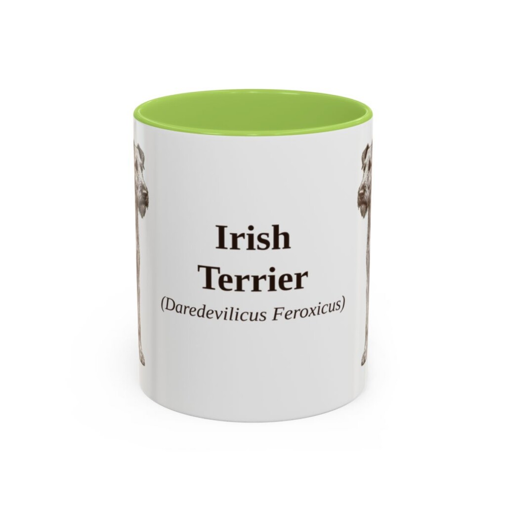 11oz Irish Terrier Latin Mug, Light Green, front view