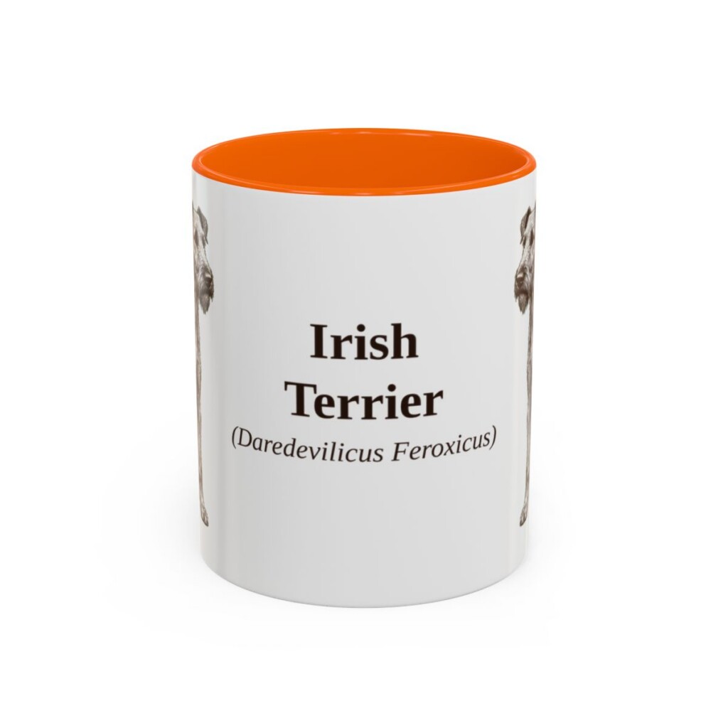 11oz Irish Terrier Latin Mug, Orange, front view