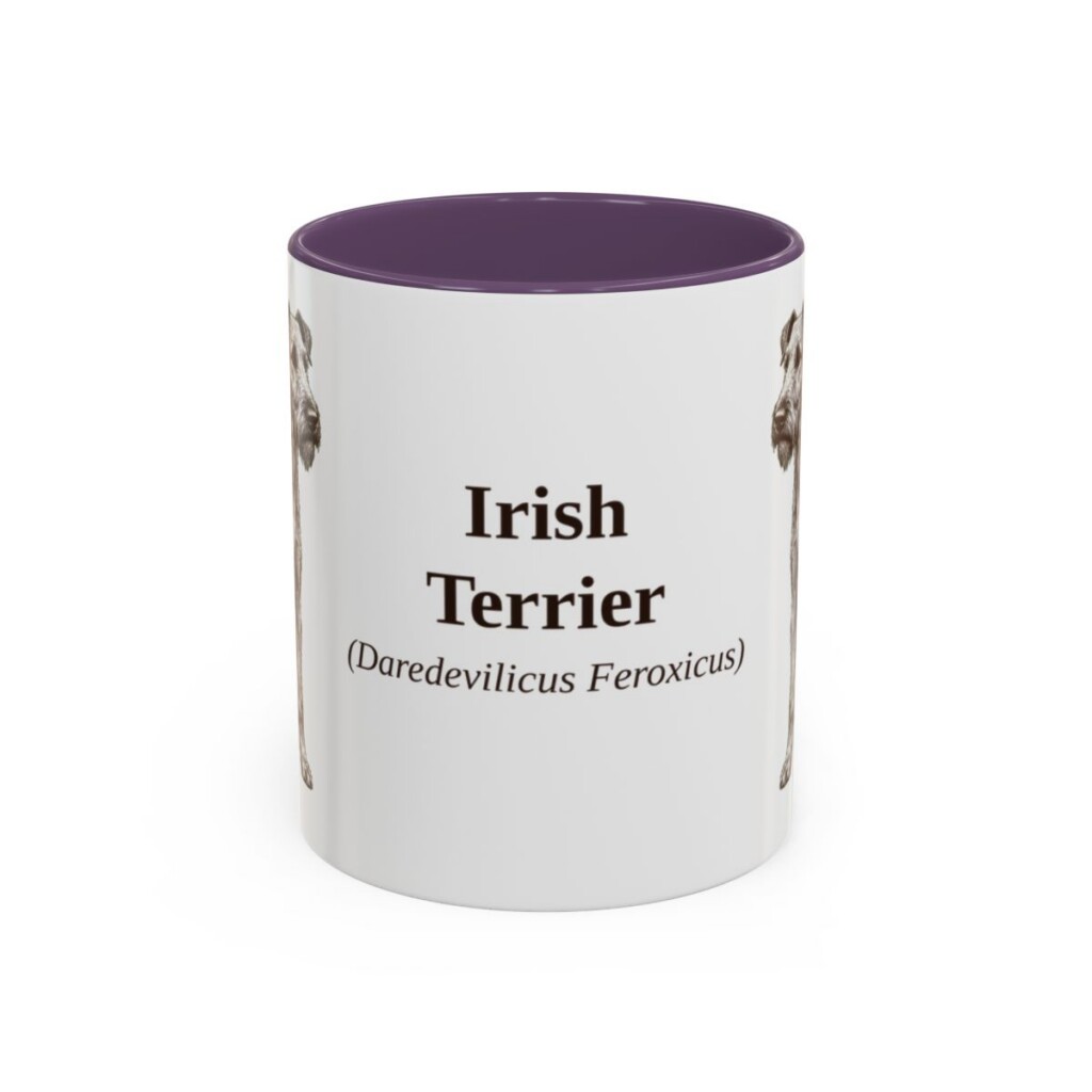 11oz Irish Terrier Latin Mug, Purple, front view