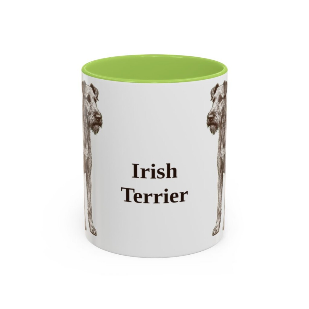 11oz Irish Terrier Mug, Light Green, front view
