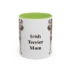 11oz Irish Terrier Dog Mom Mug, Light Green, front view