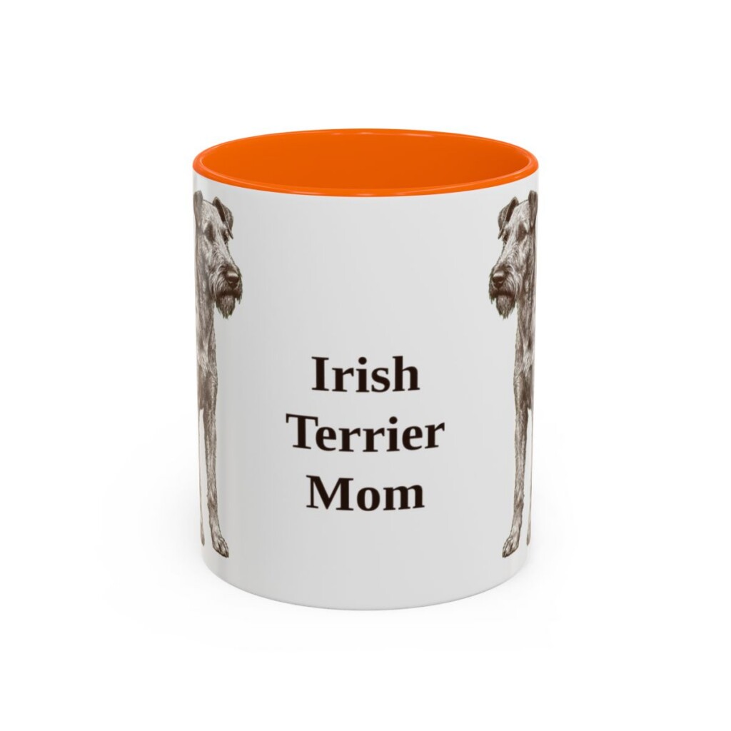11oz Irish Terrier Dog Mom Mug, Orange, front view