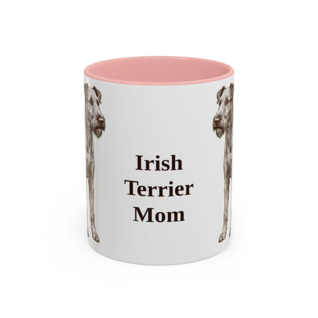 11oz Irish Terrier Dog Mom Mug, Pink, front view