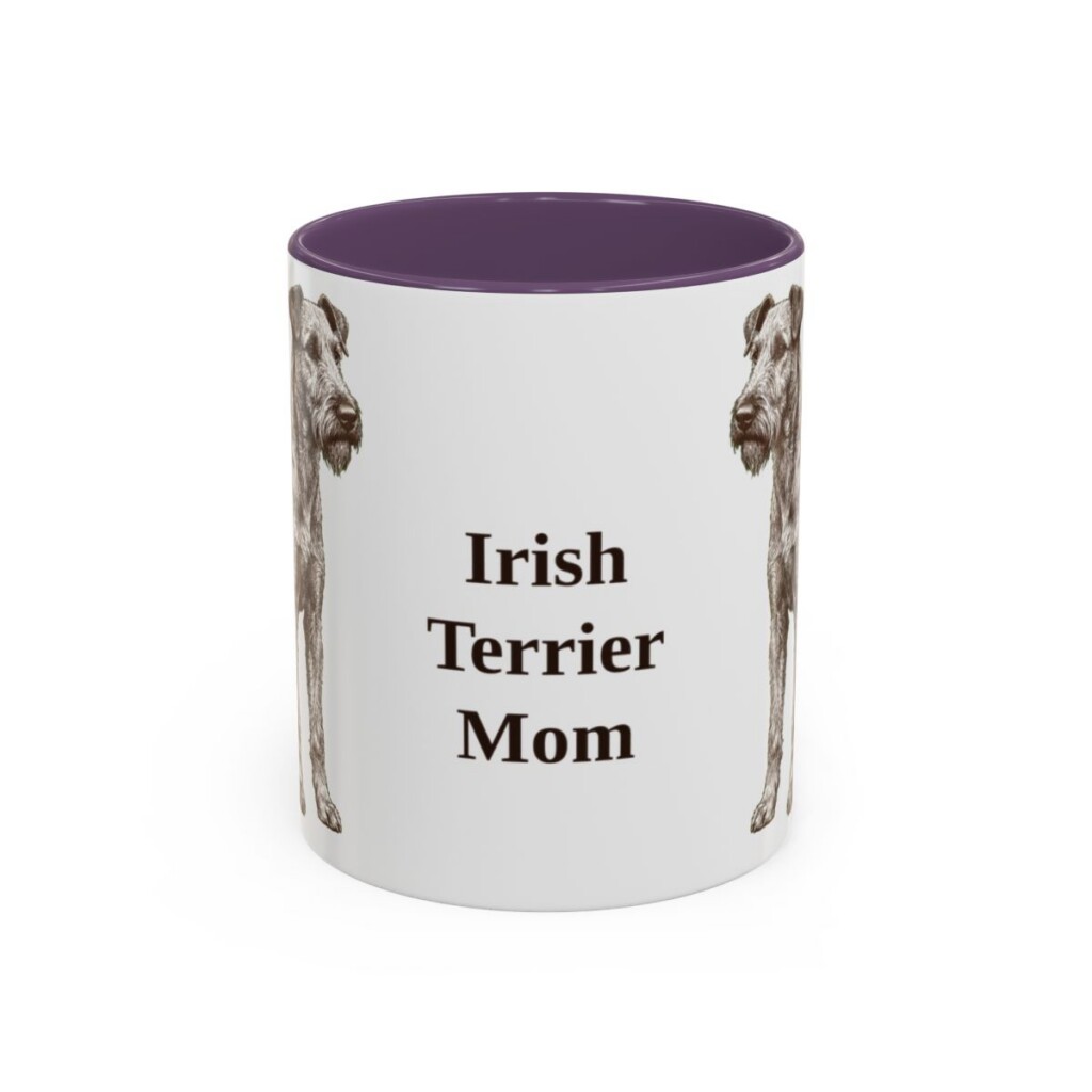 11oz Irish Terrier Dog Mom Mug, Purple, front view
