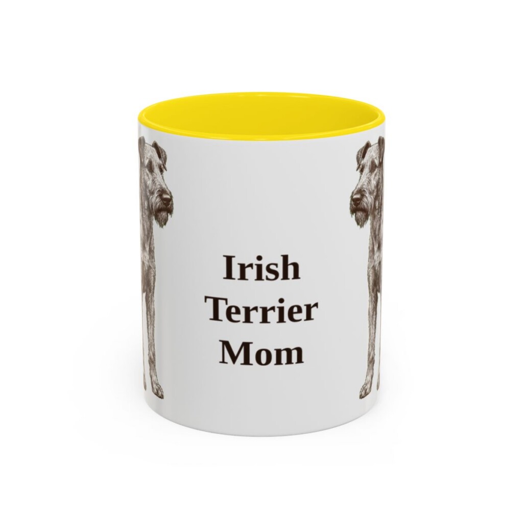 11oz Irish Terrier Dog Mom Mug, Yellow, front view