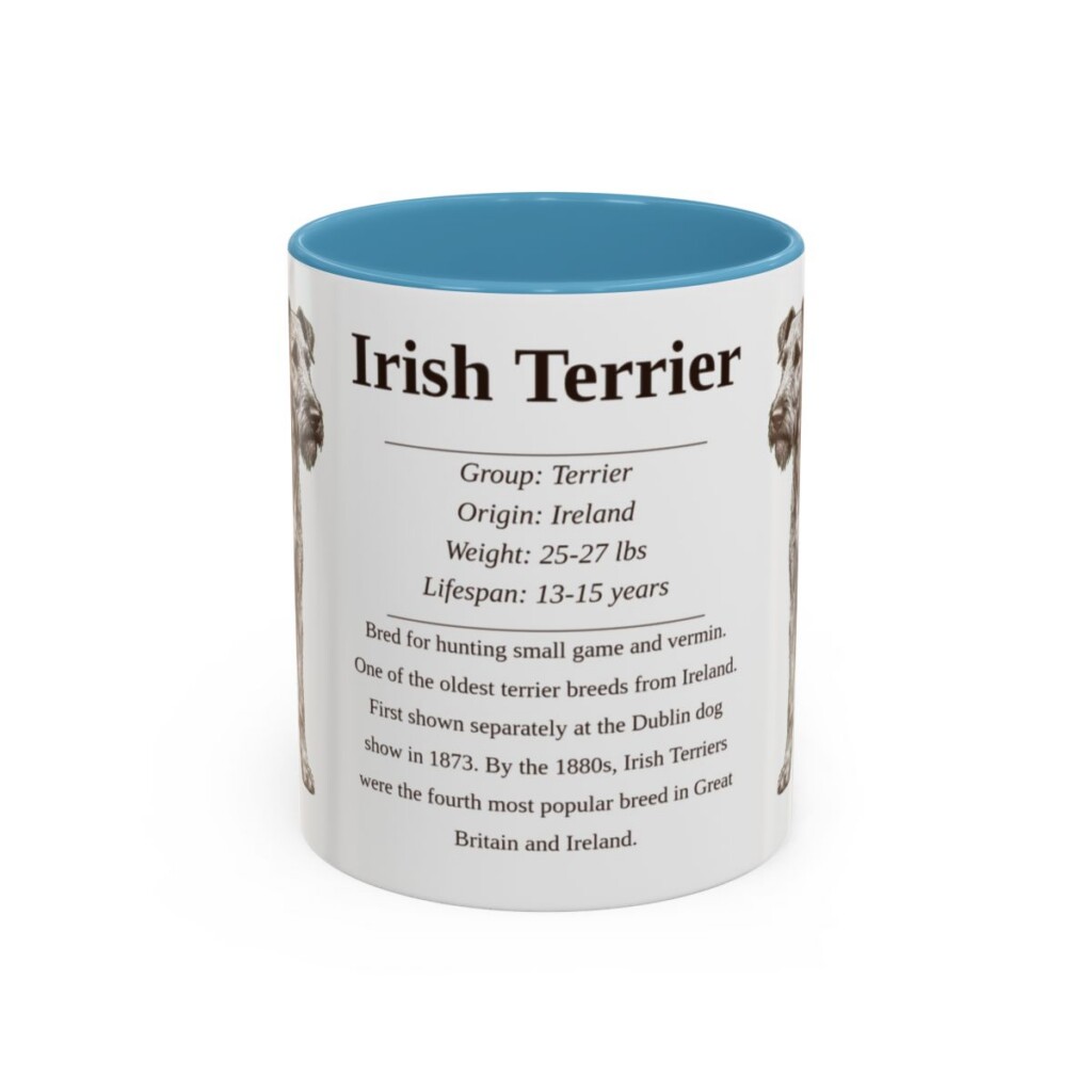 11oz Irish Terrier Mug, Light Blue, front view