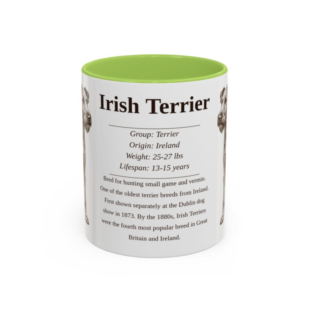 11oz Irish Terrier Mug, Light Green, front view
